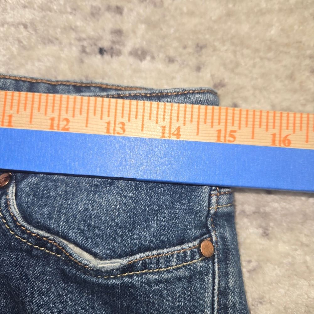 Acquaverde Blue Flare Leg Denim Jeans Snap Button Hem Medium Wash Bell bottom - Picture 16 of 16